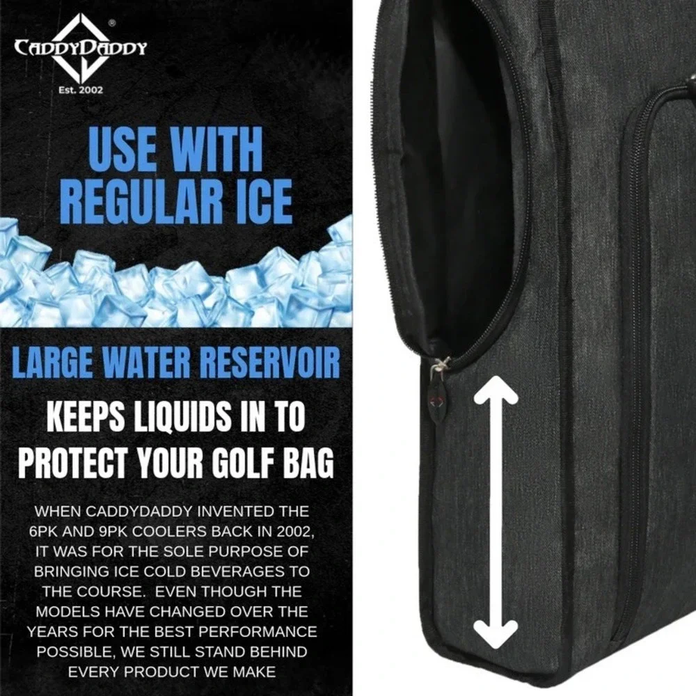 CaddyDaddy Golf Beverage Beer Drink Can Insulated Cart Cooler Bag & Carry Strap